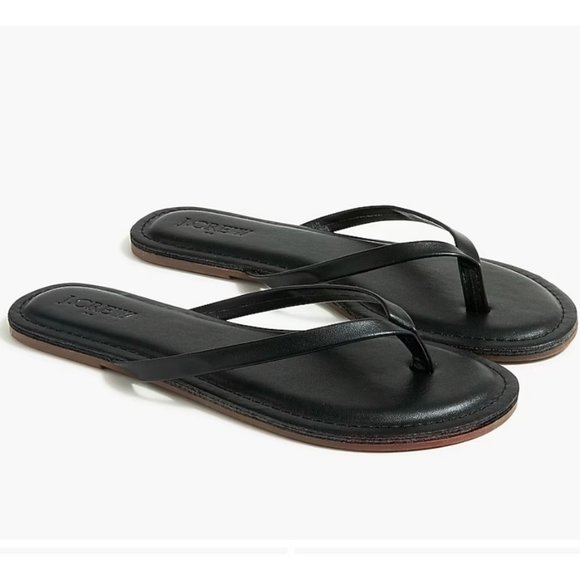 J.Crew Black Summer Flip Flops Size 8 AO017 - Picture 1 of 6